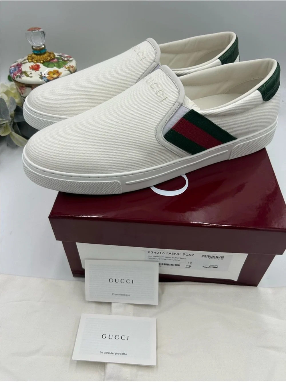 Men’s Gucci ace slip on sneakers size 12 fits 12.5 US made in Italy